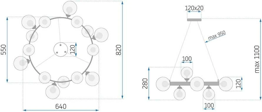 Pakabinamas šviestuvas Toolight Šviestuvas APP906-15CP