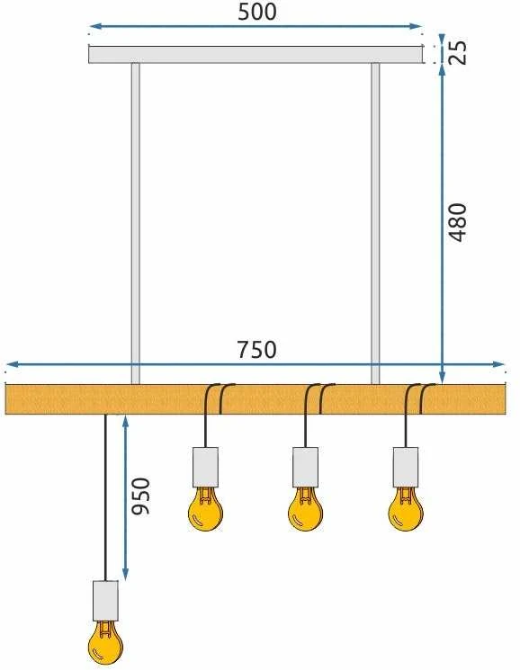 Pakabinamas šviestuvas Toolight Šviestuvas APP974-4CP LINE