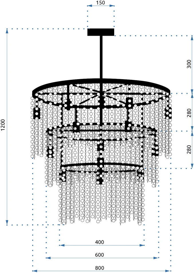 Pakabinamas šviestuvas Toolight Šviestuvas Cristal APP1314-CP Juodas