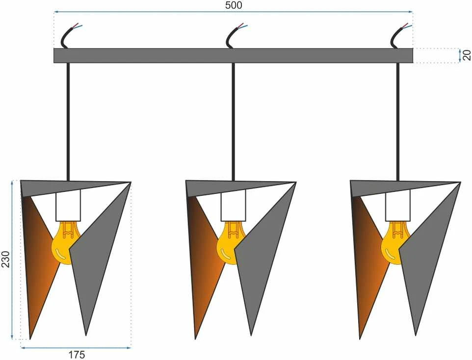 Pakabinamas šviestuvas Toolight Šviestuvas geometrinis trigubis Juodas APP254-3CP