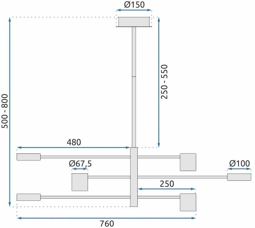 Pakabinamas šviestuvas Toolight Šviestuvas lubinis 4-stipinų APP597-6C