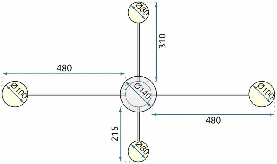 Pakabinamas šviestuvas Toolight Šviestuvas lubinis 4-stipinų Juodas LED APP519-4C