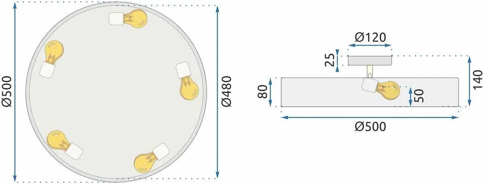 Pakabinamas šviestuvas Toolight Šviestuvas lubinis APP860-C Juodas/Gold 50 cm