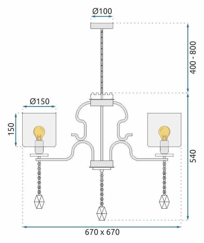 Pakabinamas šviestuvas Toolight Šviestuvas lubinis Cristal APP958-5CP