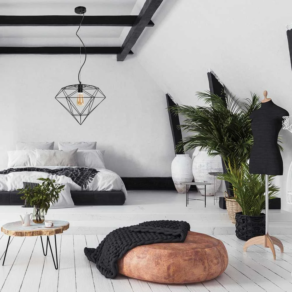 Pakabinamas šviestuvas Toolight Šviestuvas lubinis DIAMENT LOFT Juodas APP563-1CP