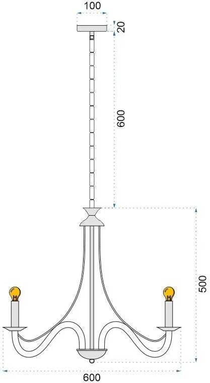Pakabinamas šviestuvas Toolight Šviestuvas lubinis Juodas APP647-5CP