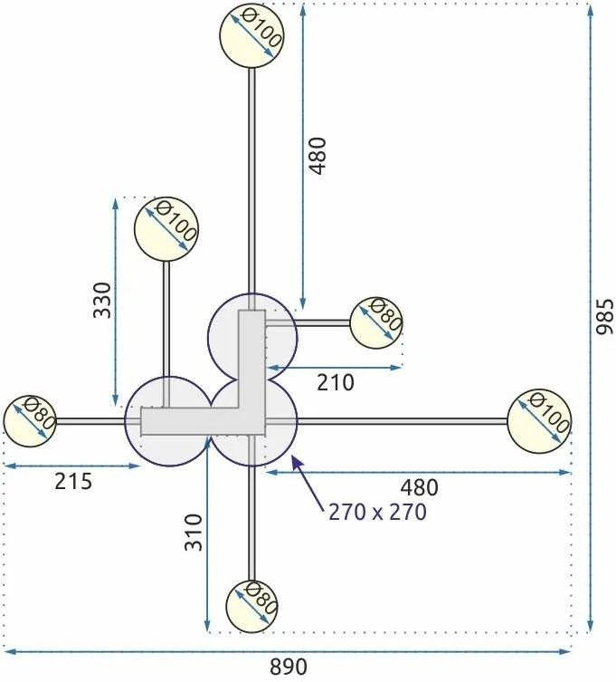 Lubinis šviestuvas Toolight Šviestuvas lubinis Juodas LED APP521-6C