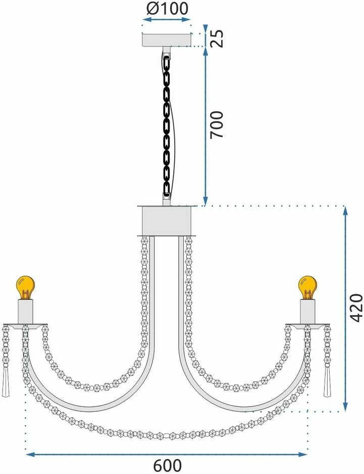 Lubinis šviestuvas Toolight Šviestuvas lubinis krištolo GOLD APP765-6CP