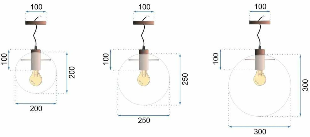 Pakabinamas šviestuvas Toolight Šviestuvas Lubinis Stiklo Lassi 20+25+30 Cm