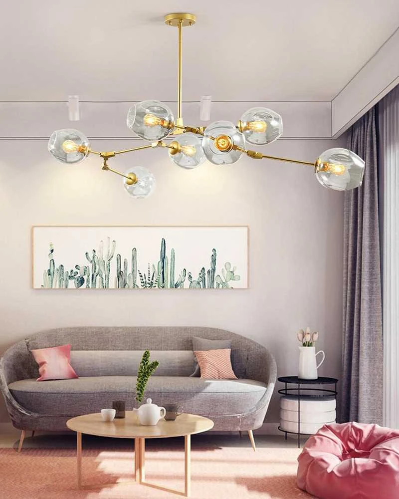 Pakabinamas šviestuvas Toolight Šviestuvas lubinis stiklo rutuliai 7vnt Gold Glass Ball APP507-7C