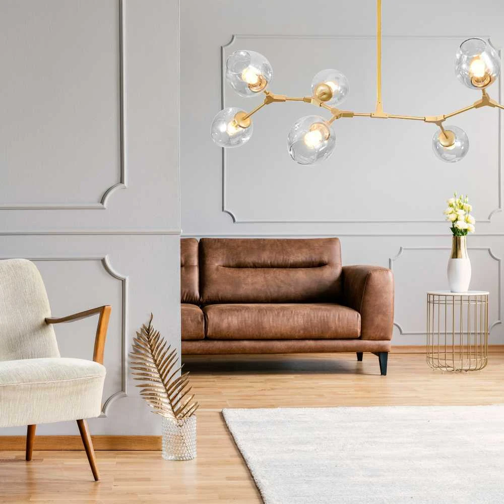 Pakabinamas šviestuvas Toolight Šviestuvas lubinis stiklo rutuliai 7vnt Gold Glass Ball APP507-7C