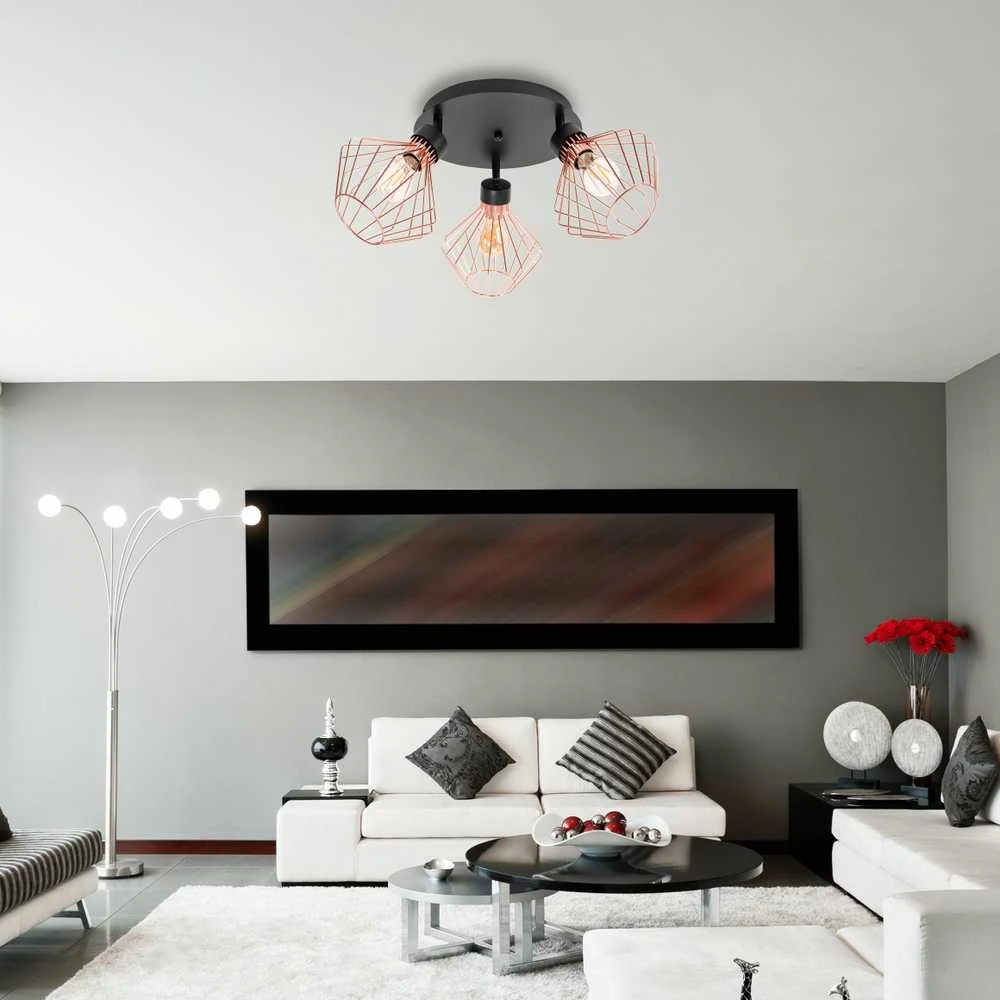Lubinis šviestuvas Toolight Šviestuvas lubinis trigubas Loft Plafon Juodas Rose APP536-3C
