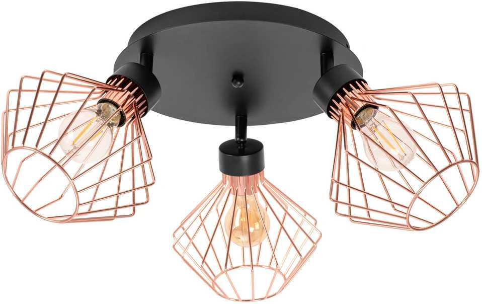 Lubinis šviestuvas Toolight Šviestuvas lubinis trigubas Loft Plafon Juodas Rose APP536-3C