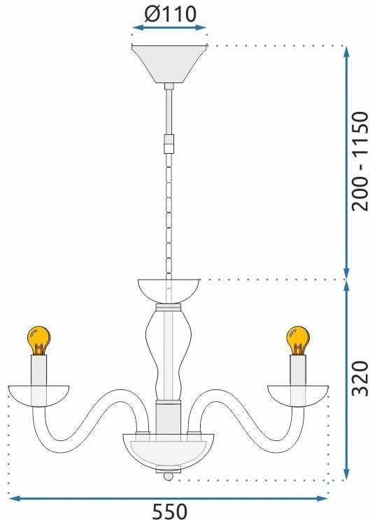 Pakabinamas šviestuvas Toolight Šviestuvas lubinis žvakidė APP1081-6CP