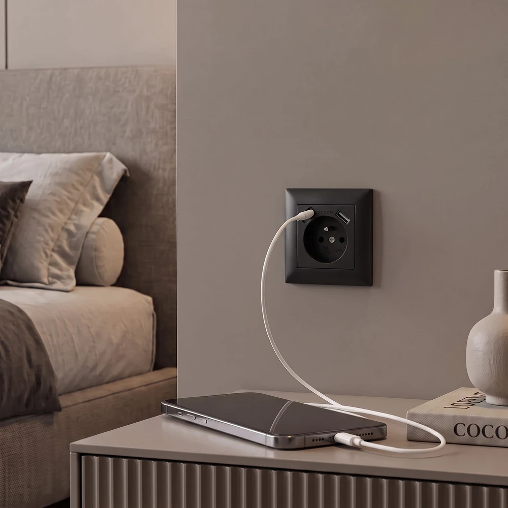 Toolight Viengubas Lizdas Su Įžeminimu + Usb-a Usb-c Oste Jnh004-g Juodas