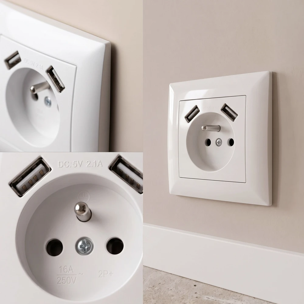 Toolight Viengubas Lizdas Su Įžeminimu + 2x Usb-a Oste Jnh003-g Baltas