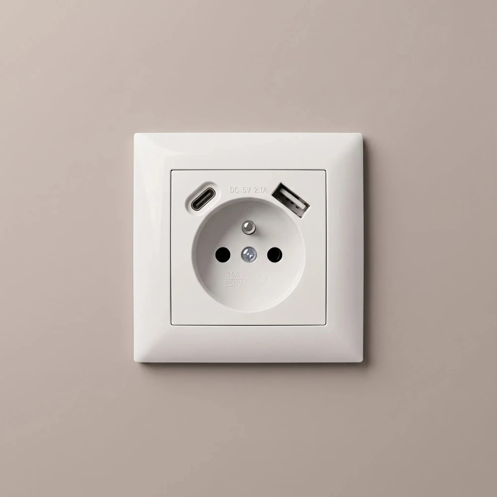 Toolight Viengubas Lizdas Su Įžeminimu + Usb-a Usb-c Oste Jnh004-g Baltas