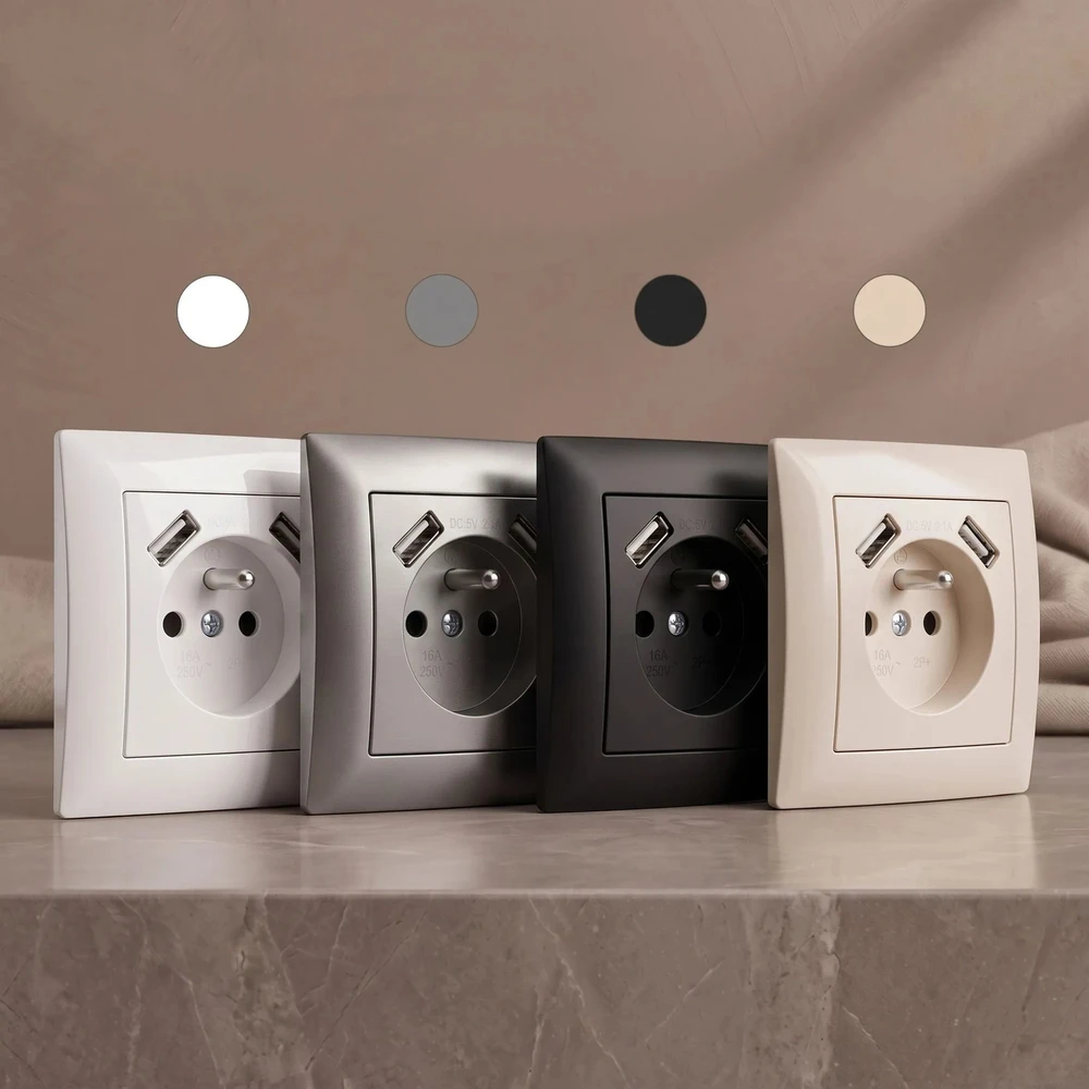 Toolight Viengubas Lizdas Su Įžeminimu + 2x Usb-a Oste Jnh003-g Juodas