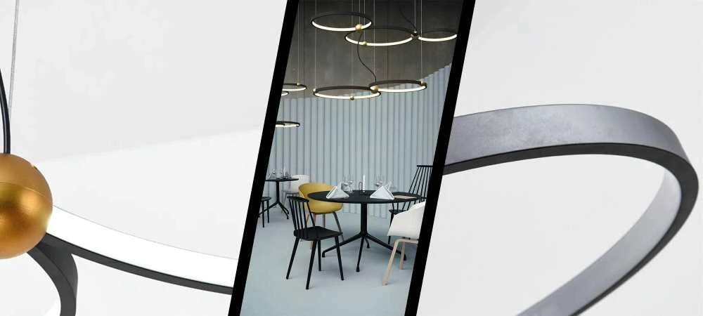 Pakabinamas šviestuvas Toolight Žiedas 3 LED lempa + nuotolinio valdymo pultas APP752-30-40-50 Juoda