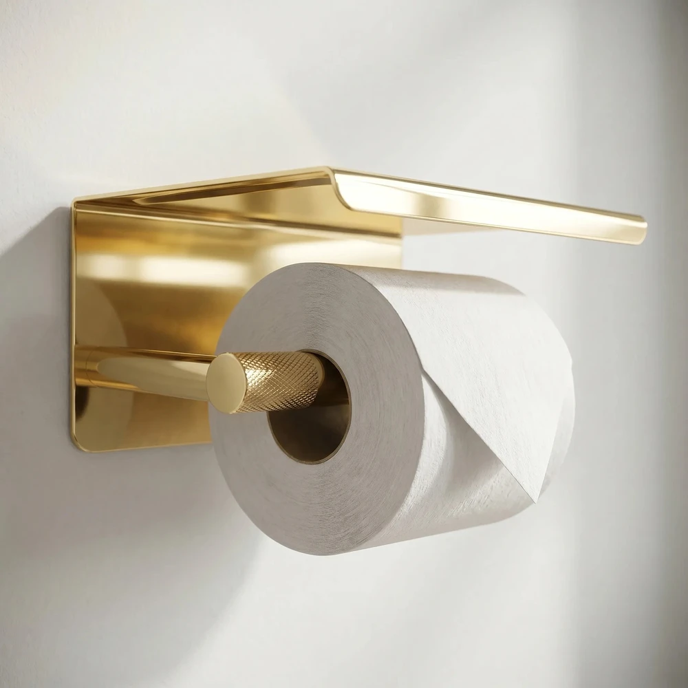 rea Tualetinio popieriaus laikiklis su lentynėle 6613 Modern Gold