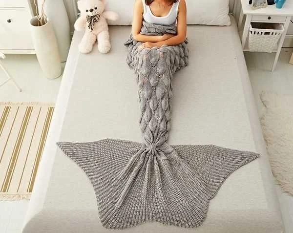 Tutumi Antklodė žuvies uodega Mermaid Tail Pilkas