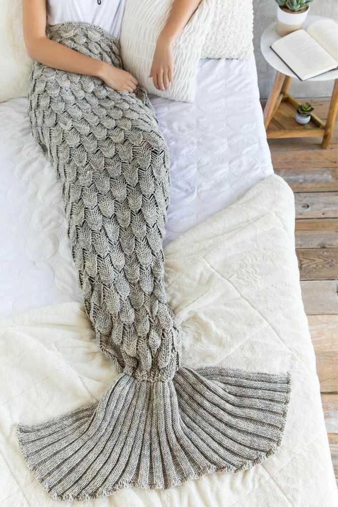 Tutumi Antklodė žuvies uodega Mermaid Tail Pilkas