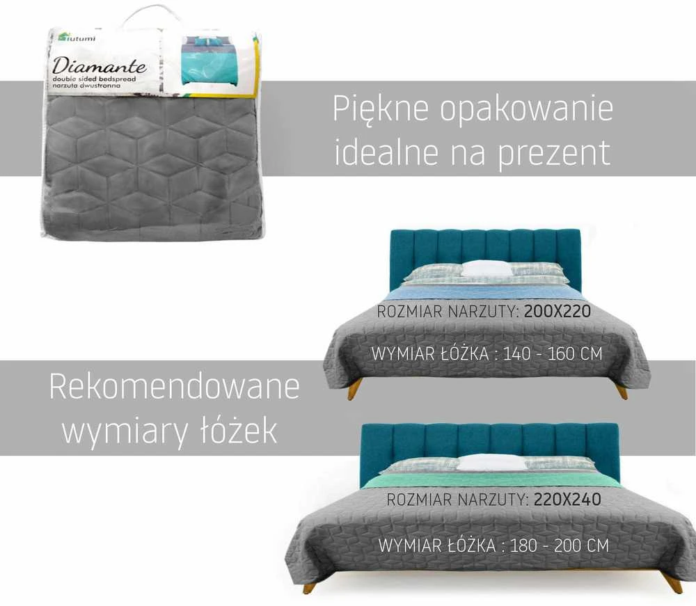 Tutumi Lovatiesė dvipusė dygsniuota Diamante Mint ir L.Pilkas