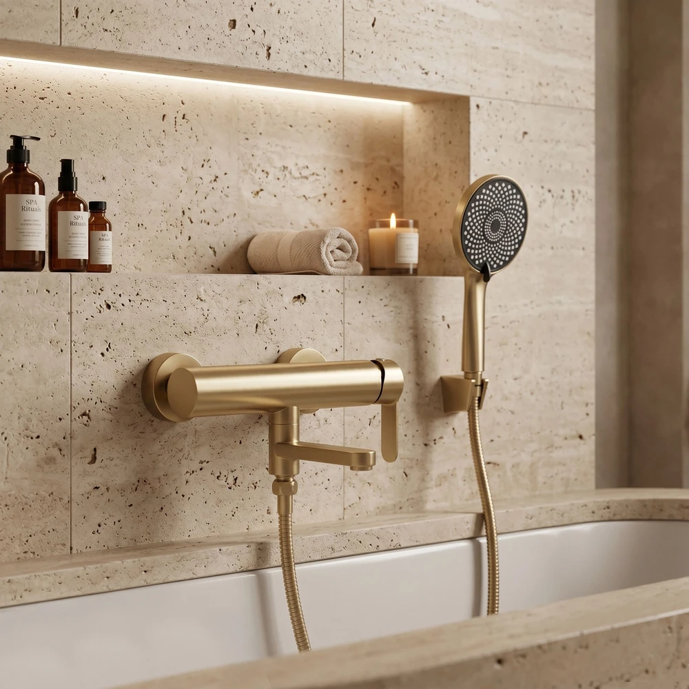 Vonios maišytuvas Rea Arcos Brushed Gold