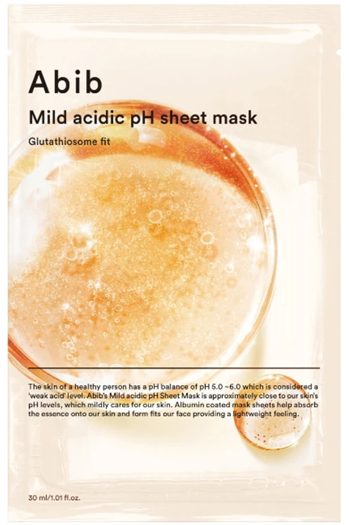 Abib Glutathiosome Mild Acidic pH Sheet Mask Glutathiosome Fit skaistinanti švelniai rūgštinė lakštinė veido kaukė, 30 ml