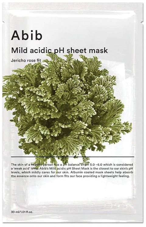 Abib Mild Acidic pH Sheet Mask Jericho Rose Fit Face Mask drėkinanti švelniai rūgštinė lakštinė veido kaukė, 30 ml