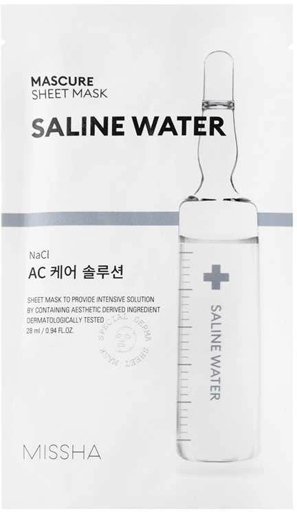 Missha Mascure Saline Vanduo Sheet Mask lakštinė veido kaukė nuo spuogų, 28 ml