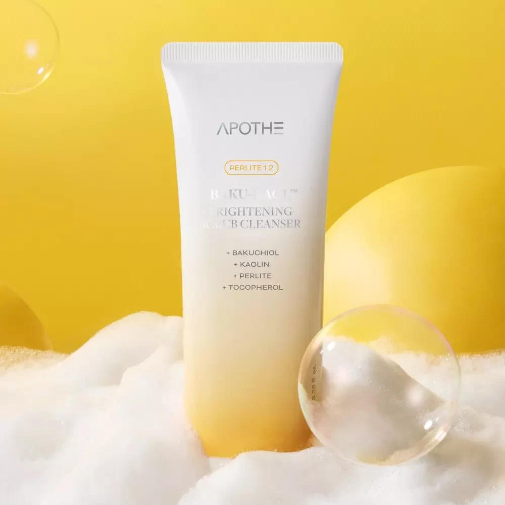 Veido šveitiklis/valiklis „APOTHE Baku-Kaol Brightening Scrub Cleanser“ su bakučioliu ir kaolinu, 100 ml