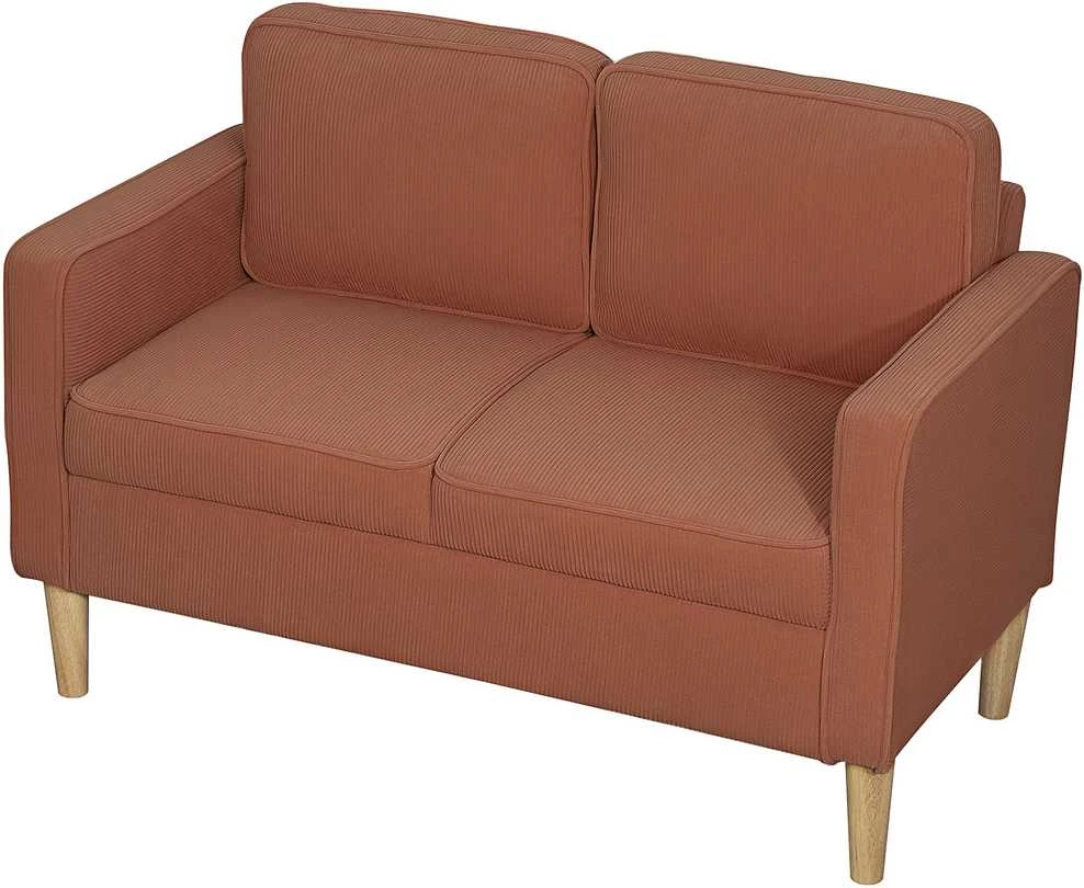 HOMCOM 2 vietų sofa, maža sofa su porankiais, daiktadėže, moderni gobeleninė sofa, velveto išvaizda, medinės kojelės, pagalvė, poilsio sofa svetainei, miegamajam, 117 x 63 x 79 cm, rožinė