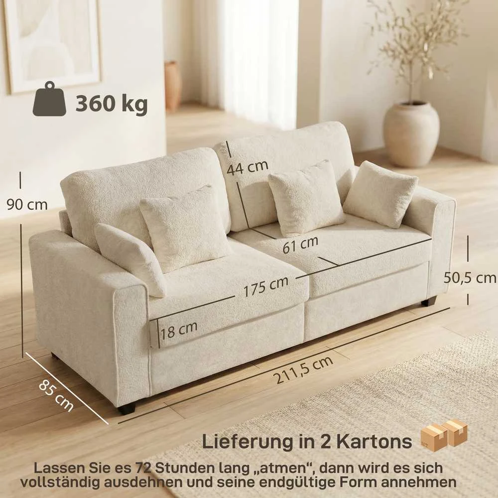 3 vietų sofa smėlio spalvos