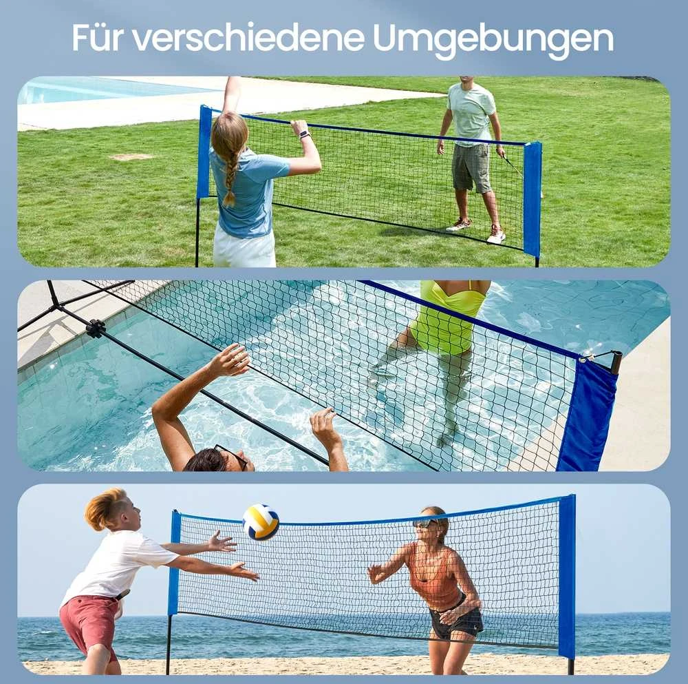 Songmics 300 cm Badmintonnetz, höhenverstellbar, Volleyballnetz