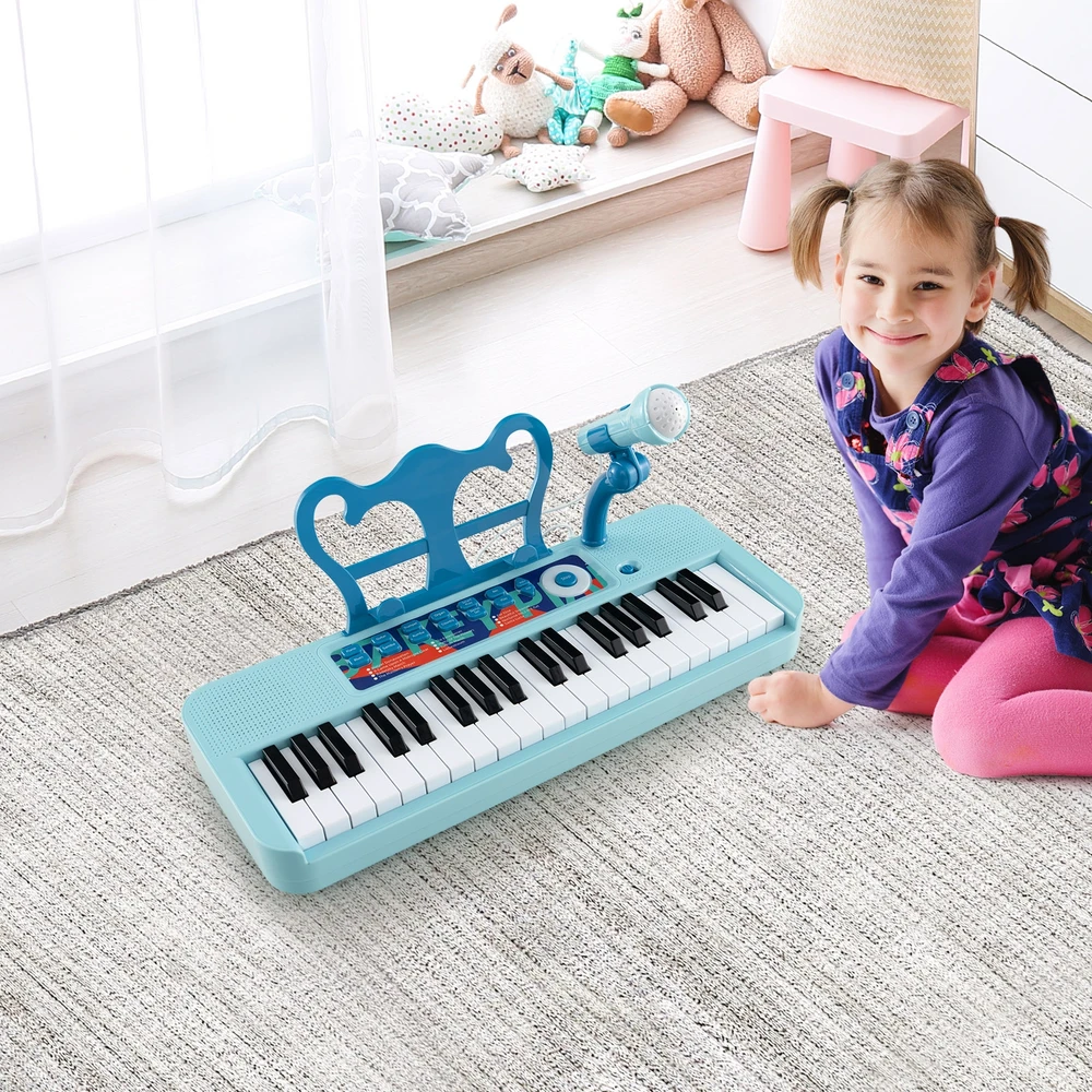 37 klavišų pianinas mėlynas