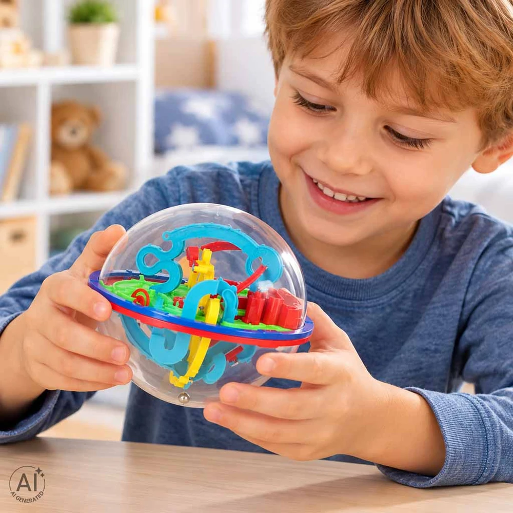 Dėlionė Ikonka 3D labirinto kamuolys, 100 lygių, įvairių spalvų, Ø 12 cm