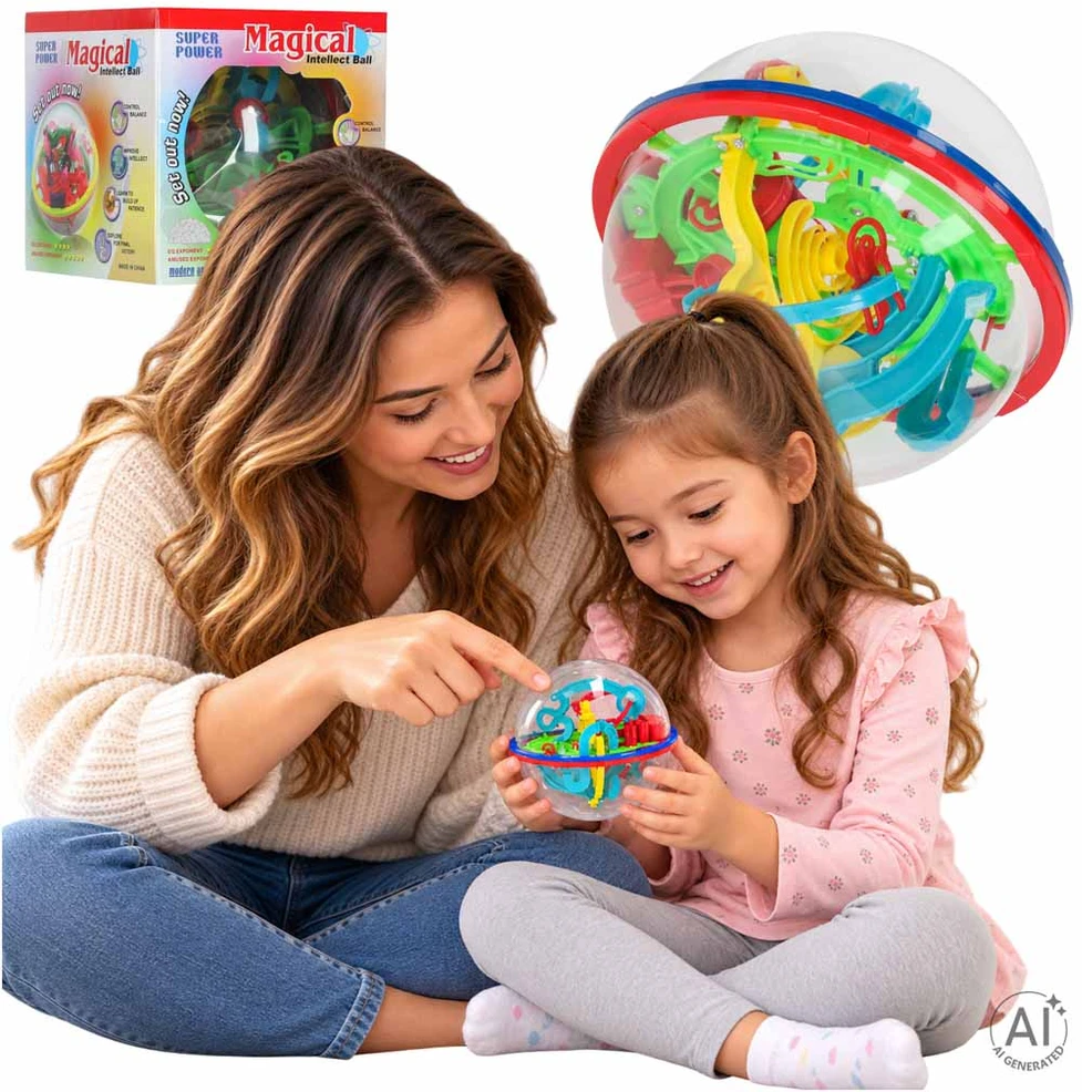 Dėlionė Ikonka 3D labirinto kamuolys, 100 lygių, įvairių spalvų, Ø 12 cm