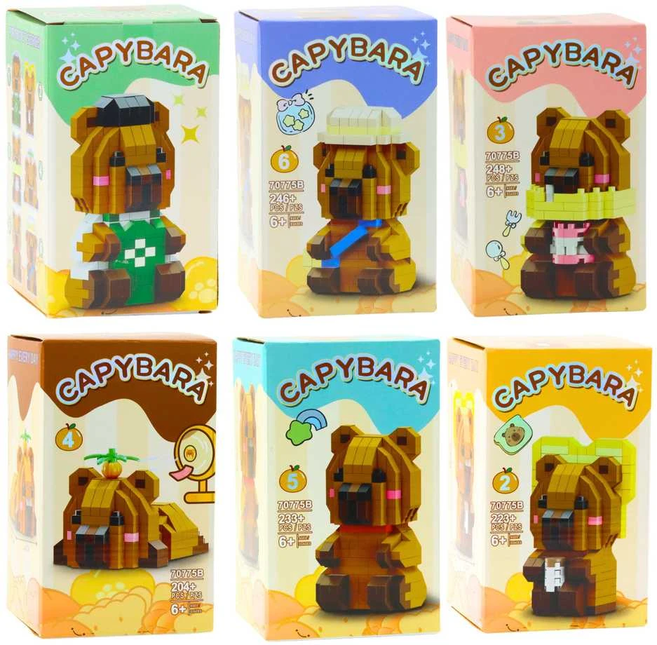 Lean Toys 3D Statulėlė iš kaladėlių Kapibara 204-263 vnt.