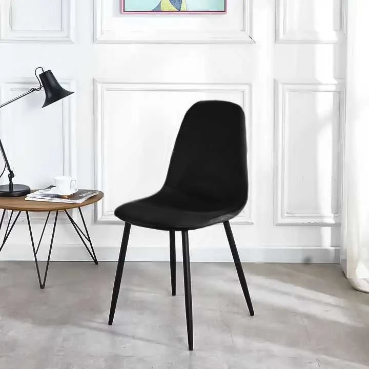 Modernhome 4-ų juodų aksominių kėdžių komplektas
