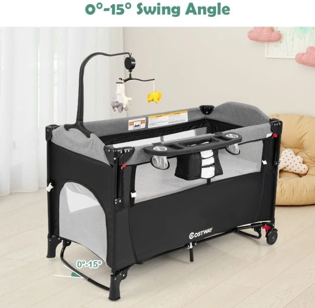 5-in-1 kūdikio lovelė juoda