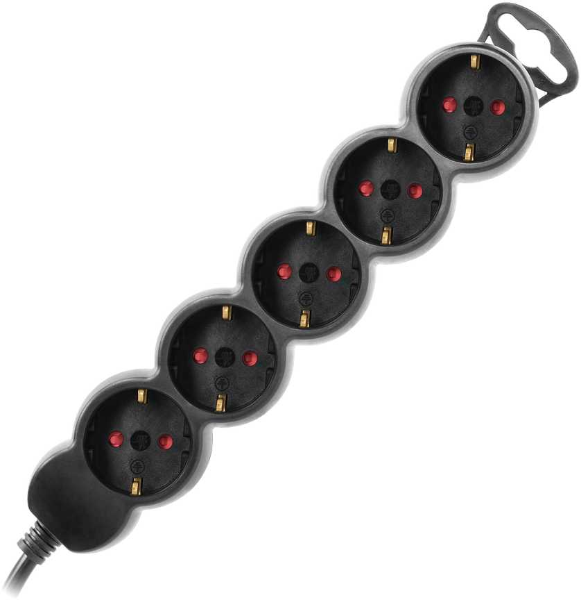 n0n0　0507 Orno 5-jų lizdų prailgintuvas su plokščia kištukine (Schuko), 1,5m