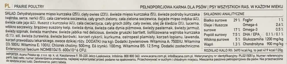 ACANA Dog Prairie paukštiena 11,4kg
