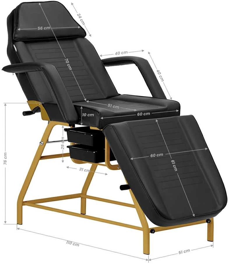 Activeshop Kosmetologinis krėslas BEAUTY CHAIR 557G MODEL GOLD Juodas