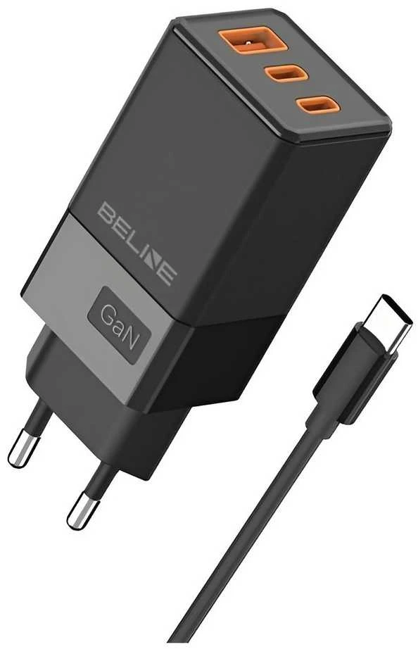 Beline Charger 2x USB-C + 1x USB 65W + USB-C cable juodos spalvos/juodos spalvos PD 3.0 + QC 3.0 BLN3CB65C GaN