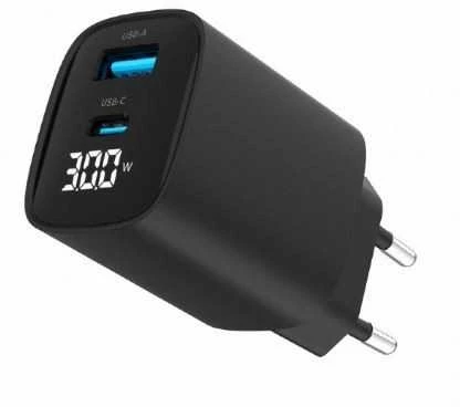 Gembird USB QC3.0 Type-C 30W PD LCD juodas