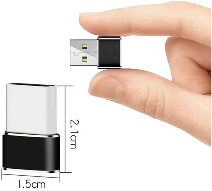 Adapteris OTG USB-A į USB-C juodas