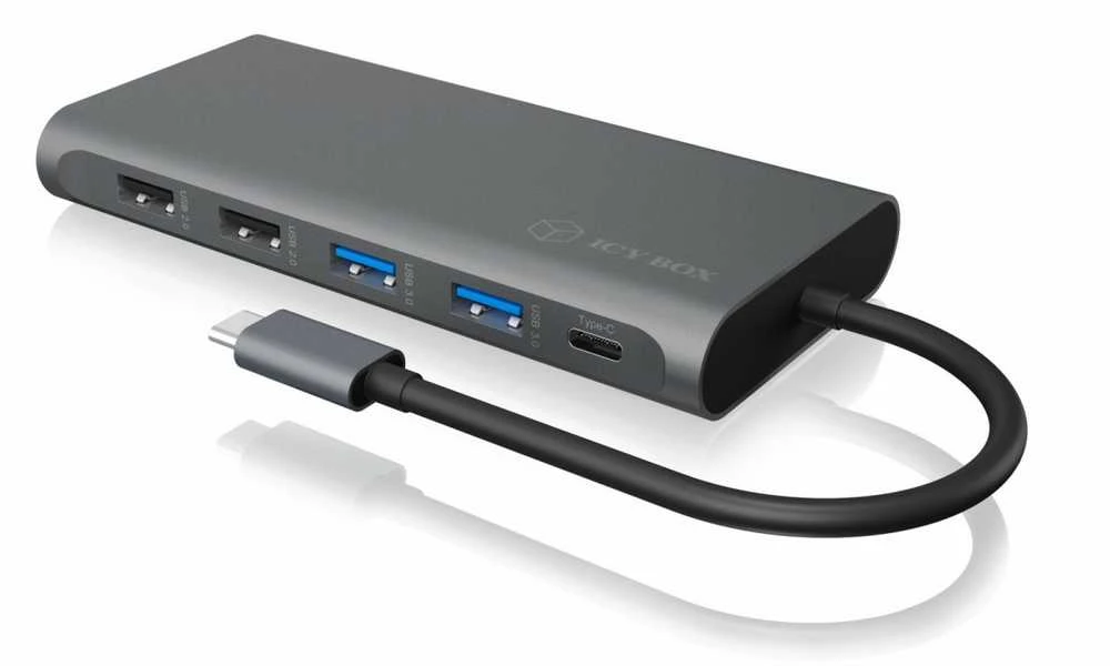 „RaidSonic ICY BOX IB-DK4050-CPD“ prijungimo stotis „12 viename“ C tipo USB dokas su PD 100 W