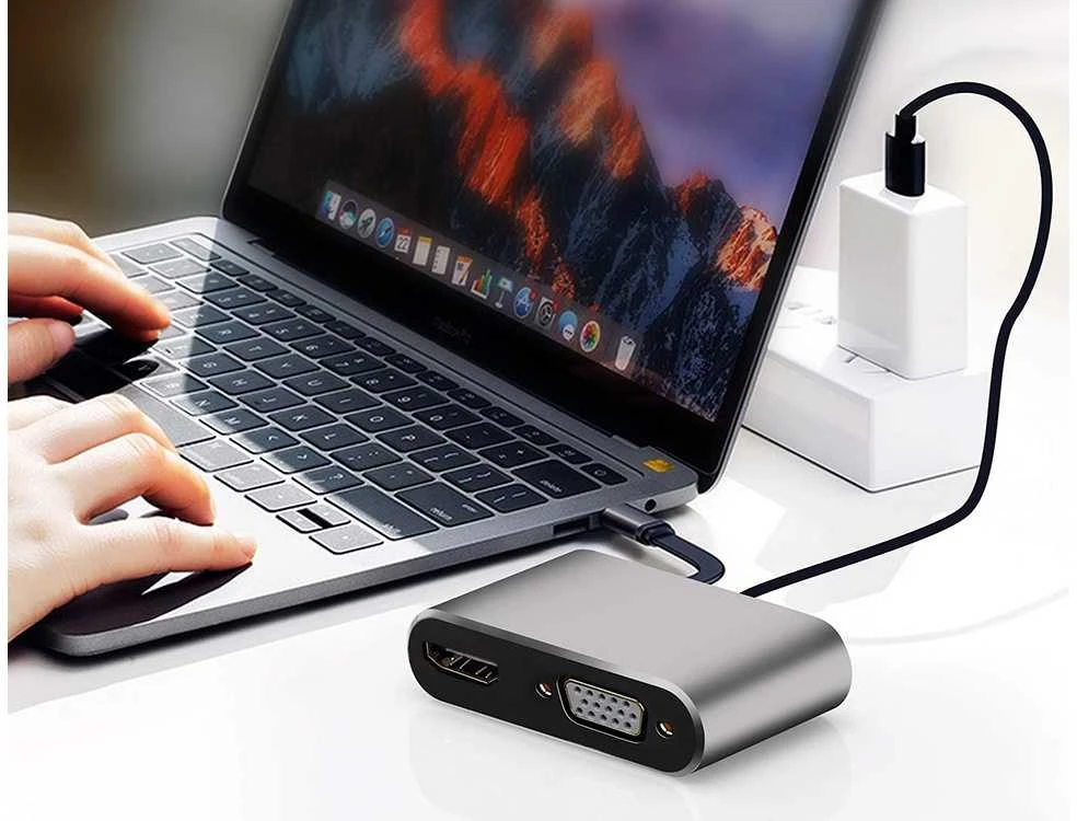 Adapteris USB-C į HDMI 4K VGA USB 3.0