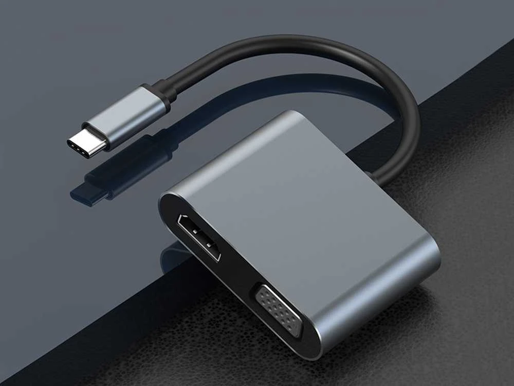 Adapteris USB-C į HDMI 4K VGA USB 3.0